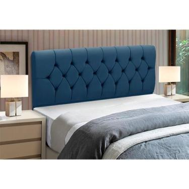 Imagem de Cabeceira Cama Box King Size Estofada Madeira Madri - D'Julia, Azul