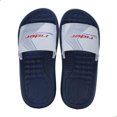 Imagem de Chinelo Masculino Slide Rider Step Azul Branco e Vermelho