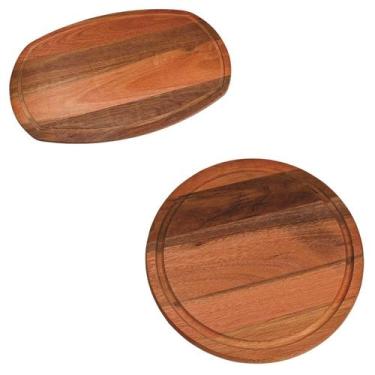Imagem de Kit Tábua oval canaleta Tábua redonda canaleta  madeira pau - Edal