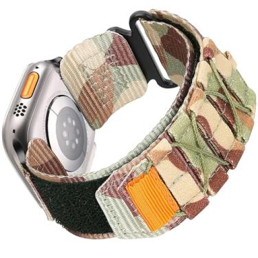 Imagem de Nixiamy Pulseira esportiva de nylon compatível com Apple Watch Ultra/Ultra2 de 49 mm/45 mm/44 mm/42 mm, resistente para Apple Watch Series 10 9/8/7/6/5/4/SE/SE2 (preto) (camuflagem deserto, 38 mm/40