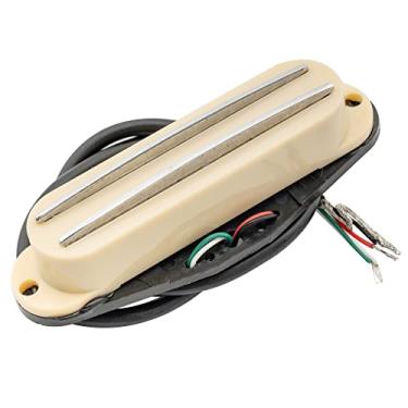 Imagem de Musiclily Dual Hot Rail Saída Alta Captador Guitarra Mini Humbucker em Tamanho Single Coil para Fender Squier Strato, Creme