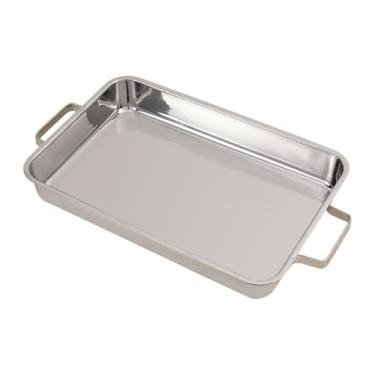 Imagem de Ioensy Bandeja de cozimento de peixe de aço inoxidável, bandeja de cozimento, acessórios antiferrugem, assadeira de peixe, grelha, prato para lasanha de, Silver M