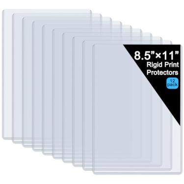 Imagem de 12 películas protetoras de plástico rígido de 21,6 cm x 28 cm, protetor de impressão rígido, capas de papel transparentes à prova d'água, capas para fotos, porta-documentos, protetor de certidão de