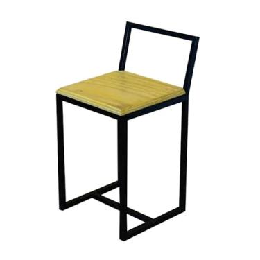 Imagem de Banqueta Baixa Para Cozinha Madeira Natural Preta Industrial