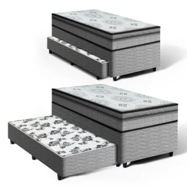 Imagem de Cama Box Solteiro + Colchão Espuma D33 Pillow In Anjos Ortosleep + Auxiliar de Molas Unique
