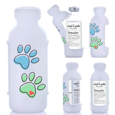 Imagem de VIAL SAFE™ | Capa protetora de frasco de insulina | Protetor seguro de frasco de insulina e tampa para frascos de 10 ml | Serve para Lantus, Admelog, Apidra | Pacote com 2 | Impressões de patas