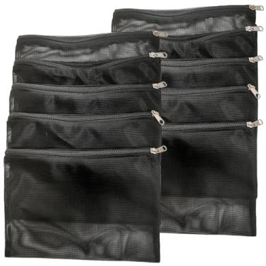 Imagem de Cover Geny 10 sacos de filtro de mídia de aquário de 25,4 cm x 18 cm, sacos de filtro de malha de tanque de peixes com zíper, sacos reutilizáveis de malha preta para carvão ativado, anéis de cerâmica