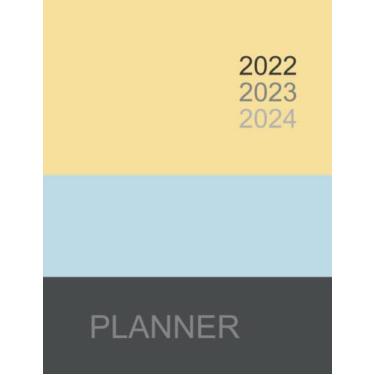 Imagem de 2022 2023 2024 Planner: Big monthly planner for 3 years, size 8.5x11", simple style, blue yellow cover : Monthly Planner/Bill Tracker/Birthdays/Contacts/Website Login
