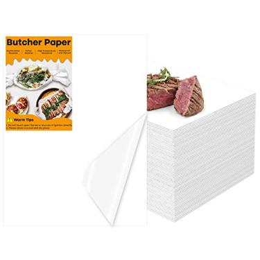 Imagem de ELECLAND 100 peças de papel de açougueiro branco, 39 x 29 cm, folhas de papel de açougueiro descartáveis, quadradas, papel de açougueiro pré-cortado, sem cera, para embrulhar carne, sublimação, prensa