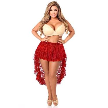 Imagem de Daisy corsets Saia feminina de renda alta e baixa vermelha, Vermelho, Tamanho Único