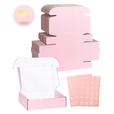 Imagem de DERZIFUN Pacote com 50 Caixas de Remessa de 6 X 4 X 1,6", Caixas de Remessa para Embalagens de Pequenas Empresas, Caixas de Correspondência de Papelão Ondulado Colorido Médio