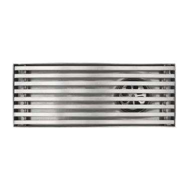 Imagem de Dreno de Chuveiro Linear de Aço Inoxidável, Resistente à Ferrugem, Design de Grade, Prevenção de Odores, Fácil de Limpar, 20x8cm, para Banheiro Doméstico (Dreno lateral)