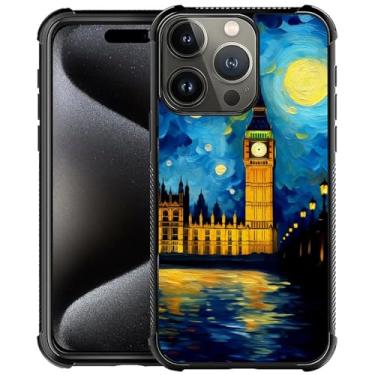 Imagem de WANKBLC Capa para iPhone 16 Pro Max, Starry Night Big Ben Crazy Pattern Proteção à prova de choque para homens mulheres antiderrapante para iPhone 16 Pro Max