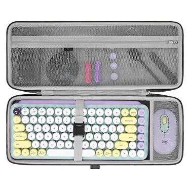 Imagem de Geekria Capa para teclado, compatível com teclado mecânico sem fio Logitech POP Keys, bolsa rígida para transporte de viagem para teclado portátil compacto de 84 teclas para jogos mecânicos (preto)