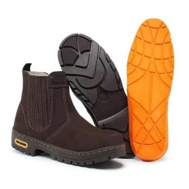 Imagem de Bota Botina Couro Nobuck Masculino - Limit Maximo, Café, 41
