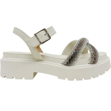 Imagem de Sandália Feminina Papete Casual Dia a Dia Passeio com Strass Flatform Tratorado Conforto Vizzano 6499.114