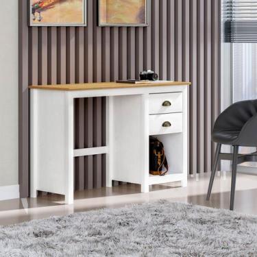 Imagem de Escrivaninha 2 Gavetas 1 Nicho Branco/Freijó Topázio Madeira Pinus - F