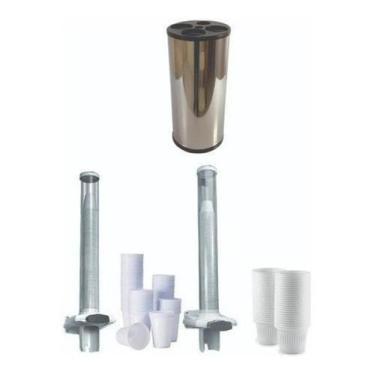 Imagem de Lixeira Copos + Dispensador Copos Para Água E Café Kit 3 Pçs - JSN
