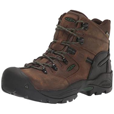 Imagem de KEEN Utility Pittsburg Energy Bota masculina de trabalho industrial impermeável com bico composto de 15 cm, Cascata marrom/pastagens verdes, 8.5