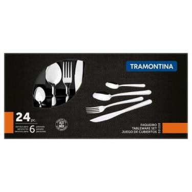 Imagem de Faqueiro Búzios  Jogo Talher Kit de Talheres Conjunto Inox 24 Peças Tr