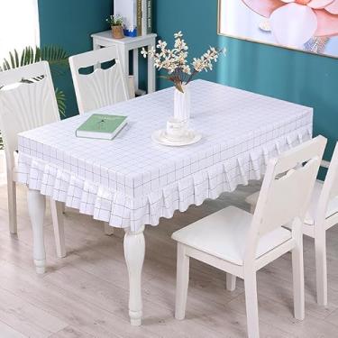 Imagem de Toalha de mesa toalha de mesa com padrão xadrez simples toalha de mesa retangular para banquetes, festas, casamento, jantar, lavável, protetor de mesa, decoração de mesa-branco||70 x 120 cm/27,5 x