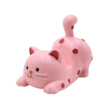 Imagem de MOSSTYUS Lindo suporte de telefone para mesa, resina, animal, smartphone, compatível com todos os celulares, decoração de casa, gato rosa nº 1