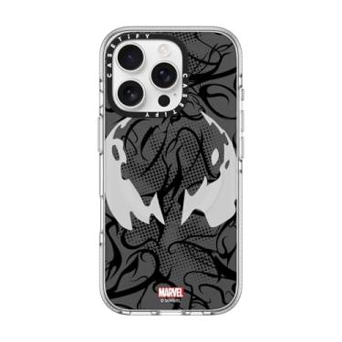 Imagem de CASETiFY Capa transparente para iPhone 16 Pro [Homem-Aranha Co-Lab/Não amarela/Proteção contra quedas de 2 metros/Compatível com Magsafe] - Máscara Venom - Transparente