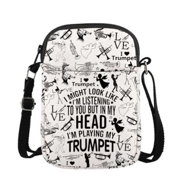 Imagem de I Am Playing My Trumpet Gift Trompeter Gift Band Brass Trompeter Gift Trompeter Gift Trompetista Bolsa tiracolo, Trompete Cb