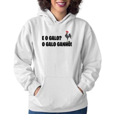 Imagem de Moletom Feminino E o galo O galo ganhô! - Foca na Moda, Branco, G