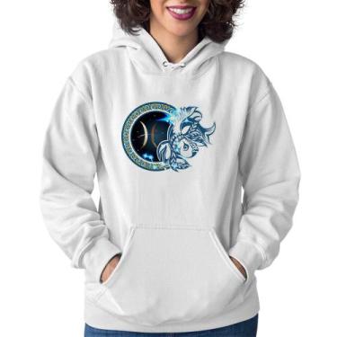 Imagem de Moletom Feminino Signo Peixes Astrologia - Foca na Moda, Branco, GG