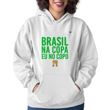 Imagem de Moletom Feminino Brasil na Copa eu no copo - Foca na Moda, Branco, P