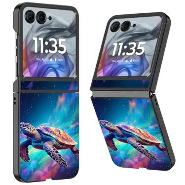 Imagem de WZCJDHMJ Capa para Motorola Razr 2025/2024, fina, fina, rígida, policarbonato, antiarranhões, capa protetora à prova de choque para Moto Razr 50-Art Turtle