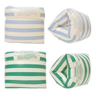 Imagem de BAITEMJIA Boias De Braço Para Crianças E Adultos - Boias De Braço De Piscina Listradas Vintage, Faixas De Braço, Boias De Natação Infláveis, Boias De Braço De Pvc Para Crianças De 3 A 5 A 6 A 12 Ano