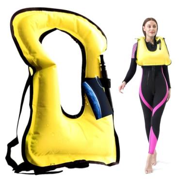 Imagem de Faxpot colete de snorkel masculino/feminino, jaqueta inflável para mergulho com segurança, Amarelo, Large