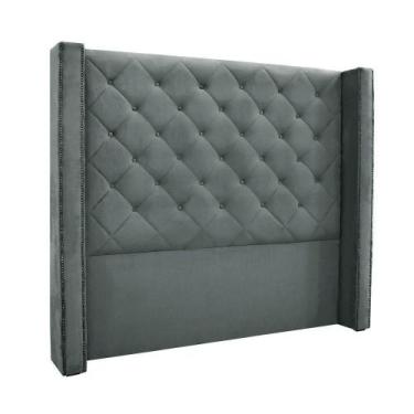 Imagem de Cabeceira Cama Box King 195cm E Recamier Vicenza Veludo Cinza S04 - D'