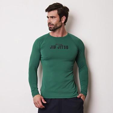 Imagem de Manga Longa Rash Guard Compressão Masculina Jiu Jitsu - Sem marca, Ver