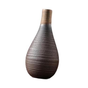 Imagem de IEUDNS Vaso de cerâmica rústica vaso decorativo vaso de flor ideal presente decoração de casa arranjo de flores para a tabela de estante de estante de, 6cmx13.2cm