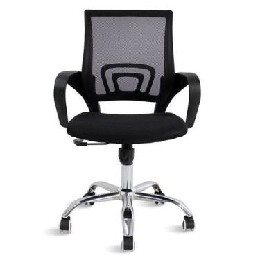 Imagem de Cadeira de Escritório Secretária Confortavel Moderna  Base Cromada com