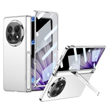 Imagem de HAO RIYLN Capa fina para Oppo Find N5, capa de suporte de dobradiça, protetor de tela de adsorção magnética, capa rígida à prova de choque, branca, Find N5