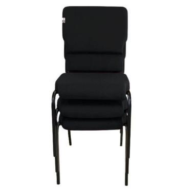 Imagem de 03 Cadeiras Empilhável para Igrejas Evangélicas Linha Church Preto
