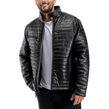 Imagem de X RAY Jaqueta masculina acolchoada, casaco parka quente para inverno, jaqueta com capuz masculina para clima frio, Jaqueta PU - Preta, M