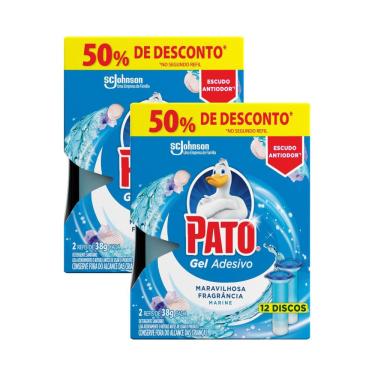 Imagem de Kit Refil Detergente Sanitário Pato Gel Adesivo Marine 38g com 24 discos