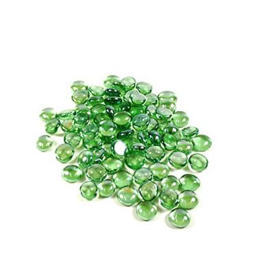 Imagem de WGV mármores planos, seixos, pedras de vidro para enchimento de vasos, casamento, decoração de aquário, pedras de cristal, verde (9 kg, aproximadamente 200 peças)