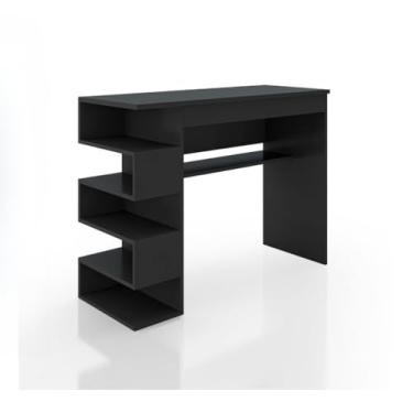 Imagem de Escrivaninha Gamer Mesa De Computador Com Nichos Laterais Quarto Preta