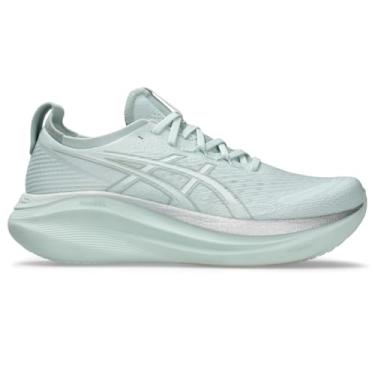 Imagem de Asics Tênis de corrida masculino Gel-Nimbus 27, Aqua/branco puro, 43