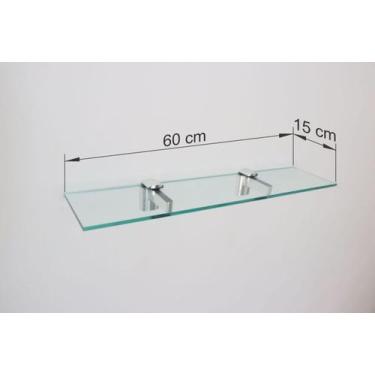 Imagem de Prateleira Grande Vidro Incolor Cozinha Quarto Sala Banheiro 60x15 - I