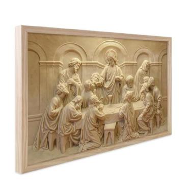 Imagem de Quadro Decorativo Religiosos Santa Ceia Jesus Fé Sagrada Família com M