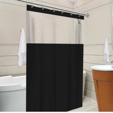 Imagem de Cortina Box Banheiro Pastilhas Preta Verde 3D Azul Turquesa e 3D Trans