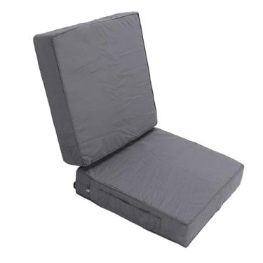 Imagem de Almofadas de Cadeira de Pátio 2PCs Com Tiras de Maçaneta, Tampa Lavável Quadrada, Almofadas de Assento de Assento Externo para sofá -sofá de Jardim (cinza escuro)