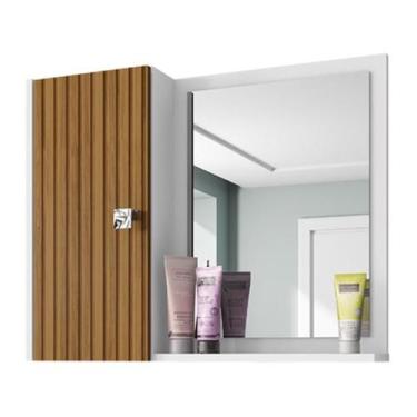 Imagem de Espelheira e Armario Superior Gênova Branco/Ripado - Bechara